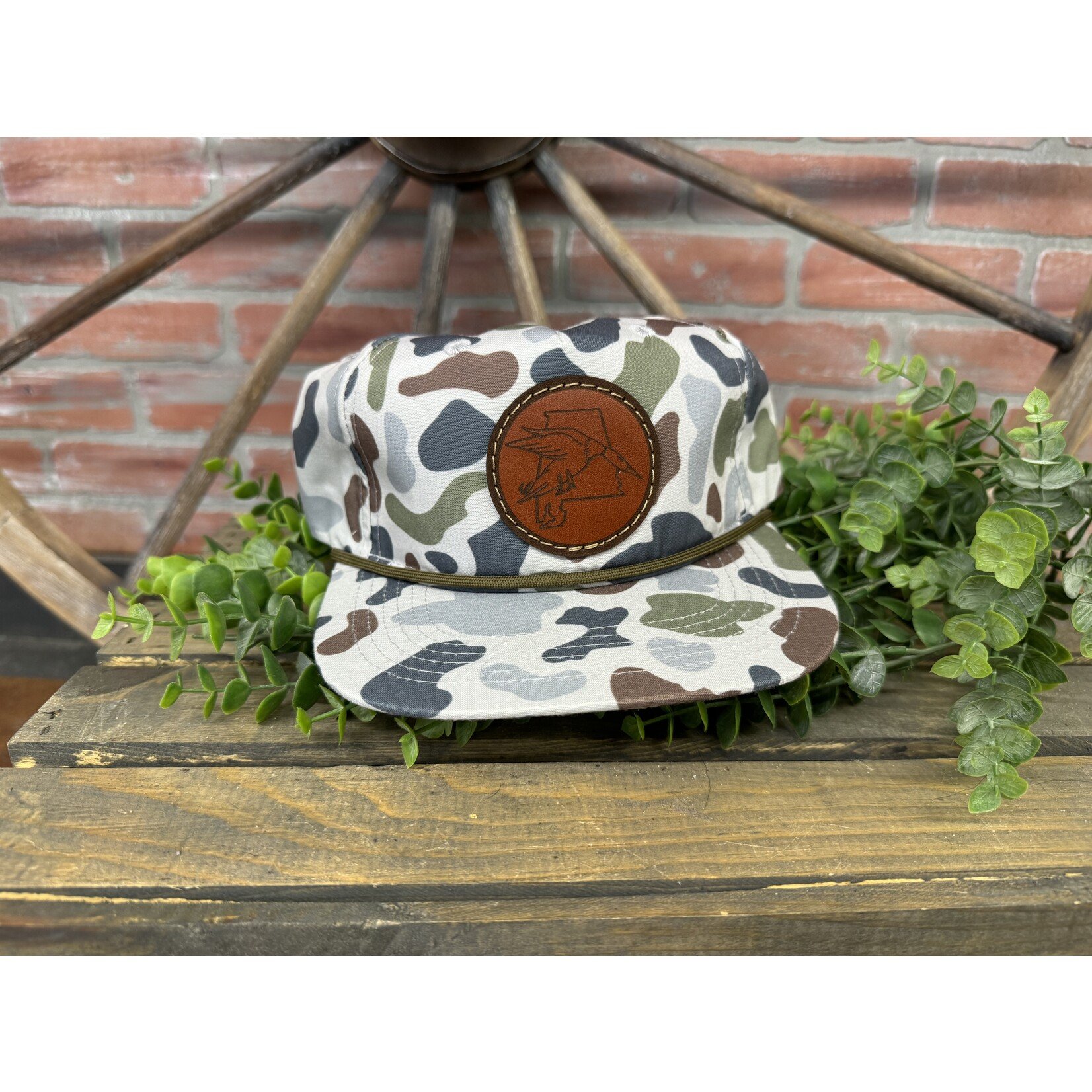 Easymoney Hunt Co. Easymoney Hunt Co Camo Rope Hat w AL Leather Duck Patch Snapback Hat