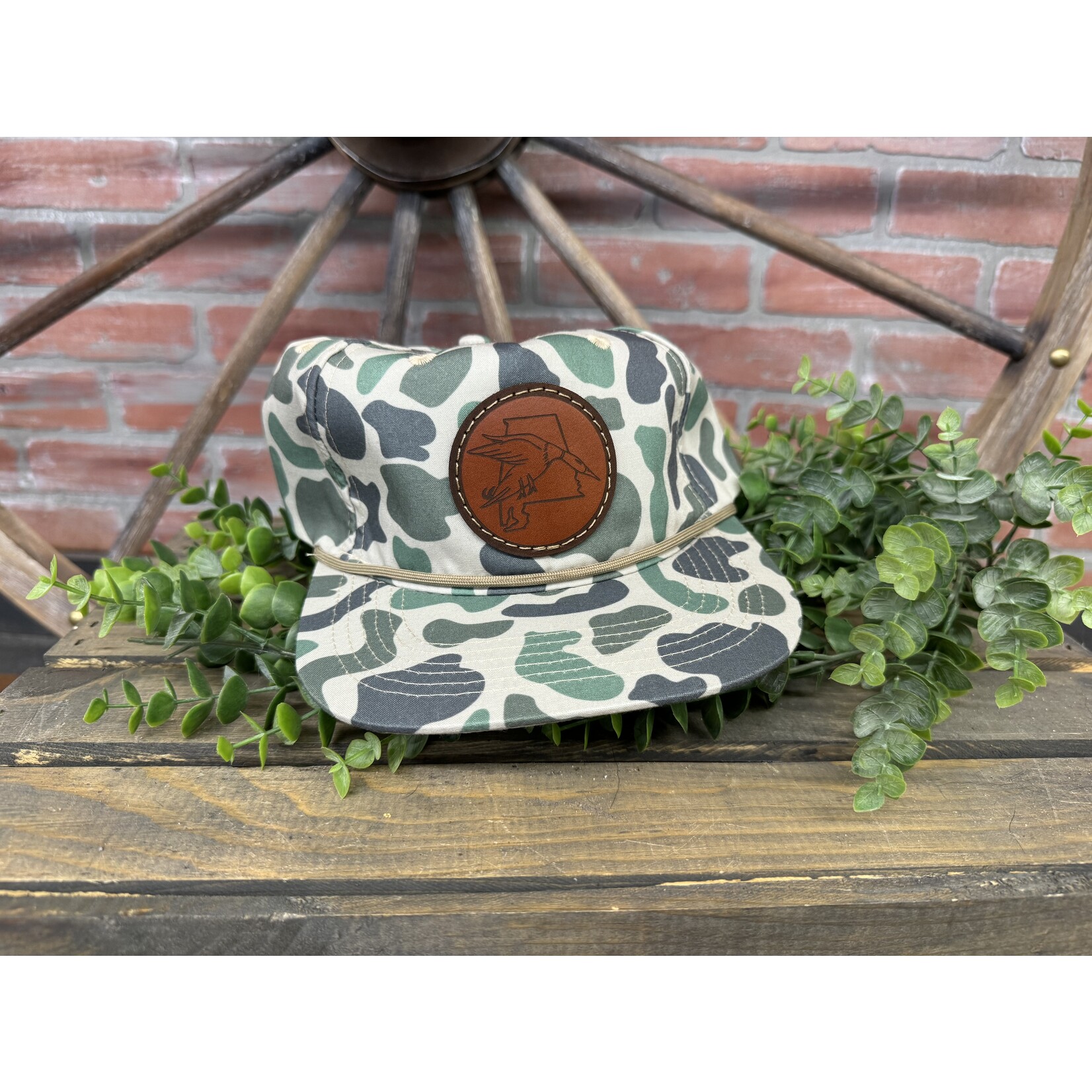 Easymoney Hunt Co. Easymoney Hunt Co Camo Rope Hat w AL Leather Duck Patch Snapback Hat