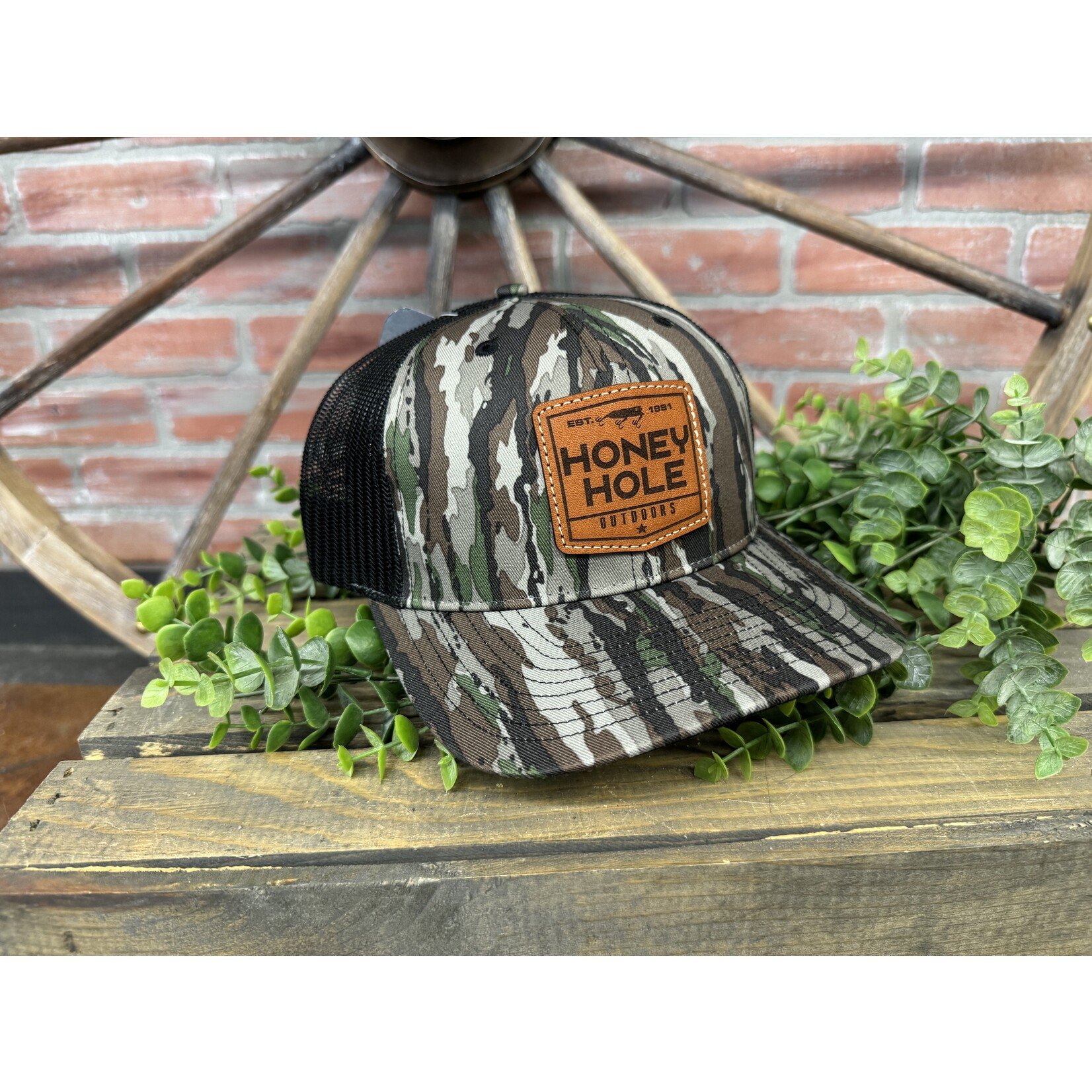 Honey Hole Outdoors Honey Hole Outdoors Shield Leather Snapback Hat