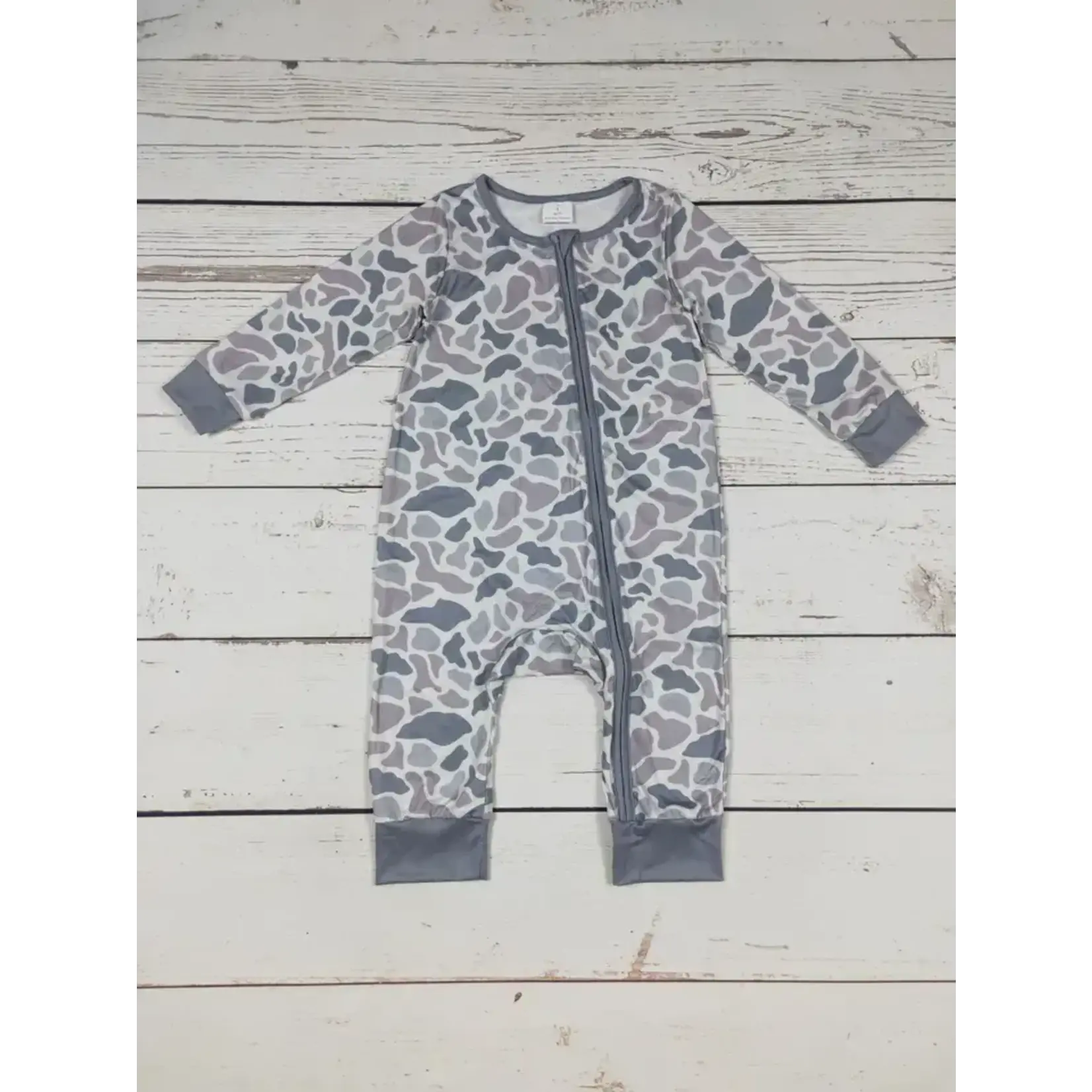 Sassy Kids Palace Baby/Kids Grey Camo Long Sleeves Zipper Romper
