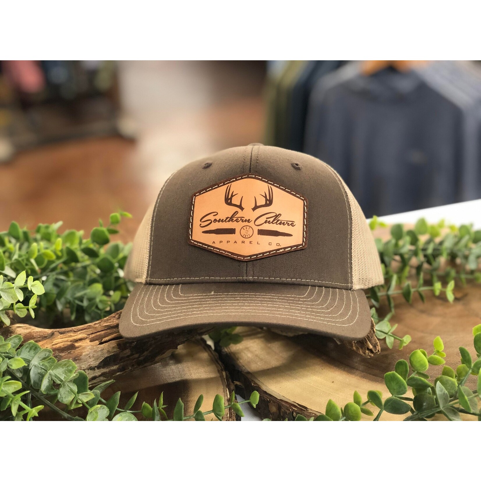 Southern Culture Southern Culture Bullet & Antlers Light Leather Patch Snapback Hat