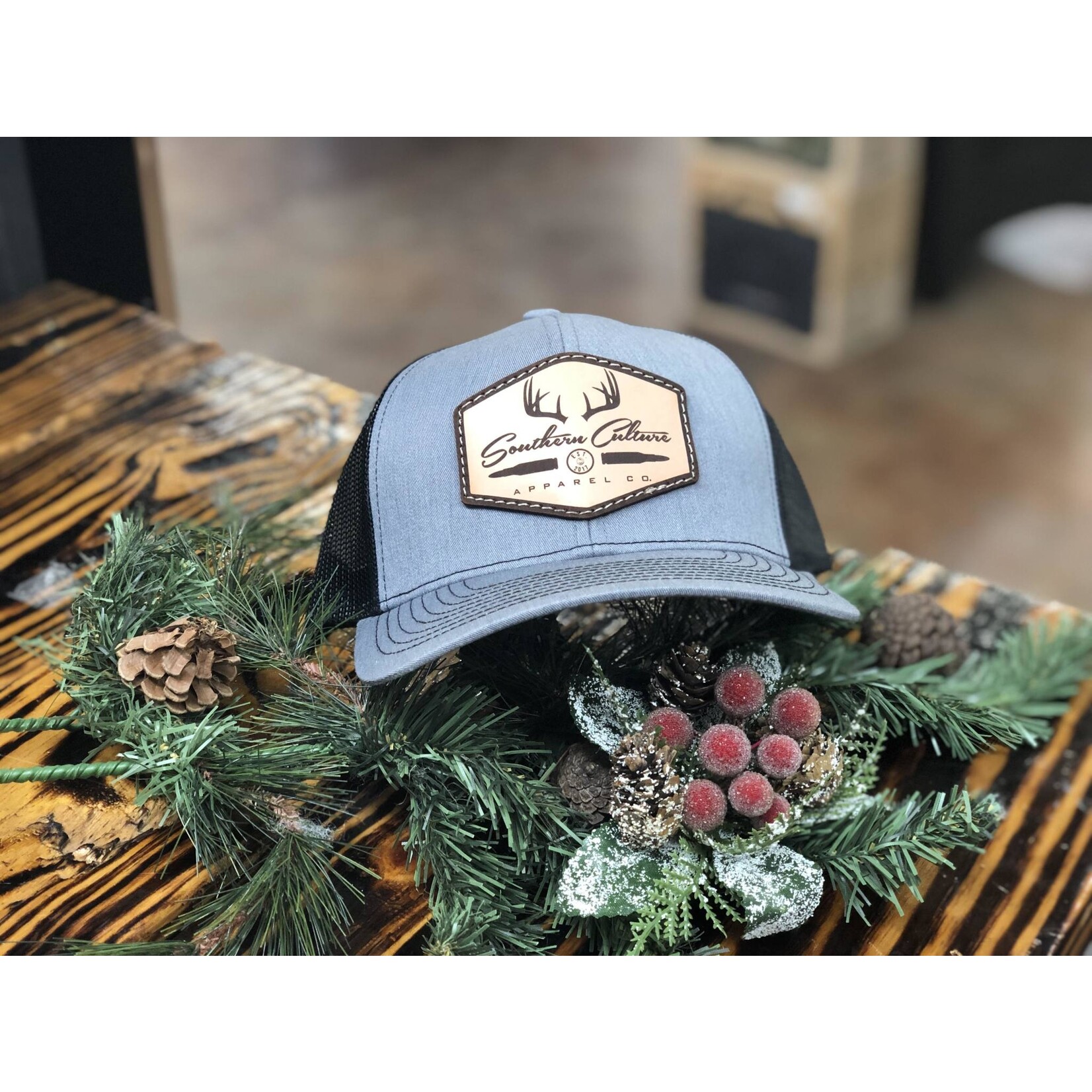 Southern Culture Southern Culture Bullet & Antlers Light Leather Patch Snapback Hat