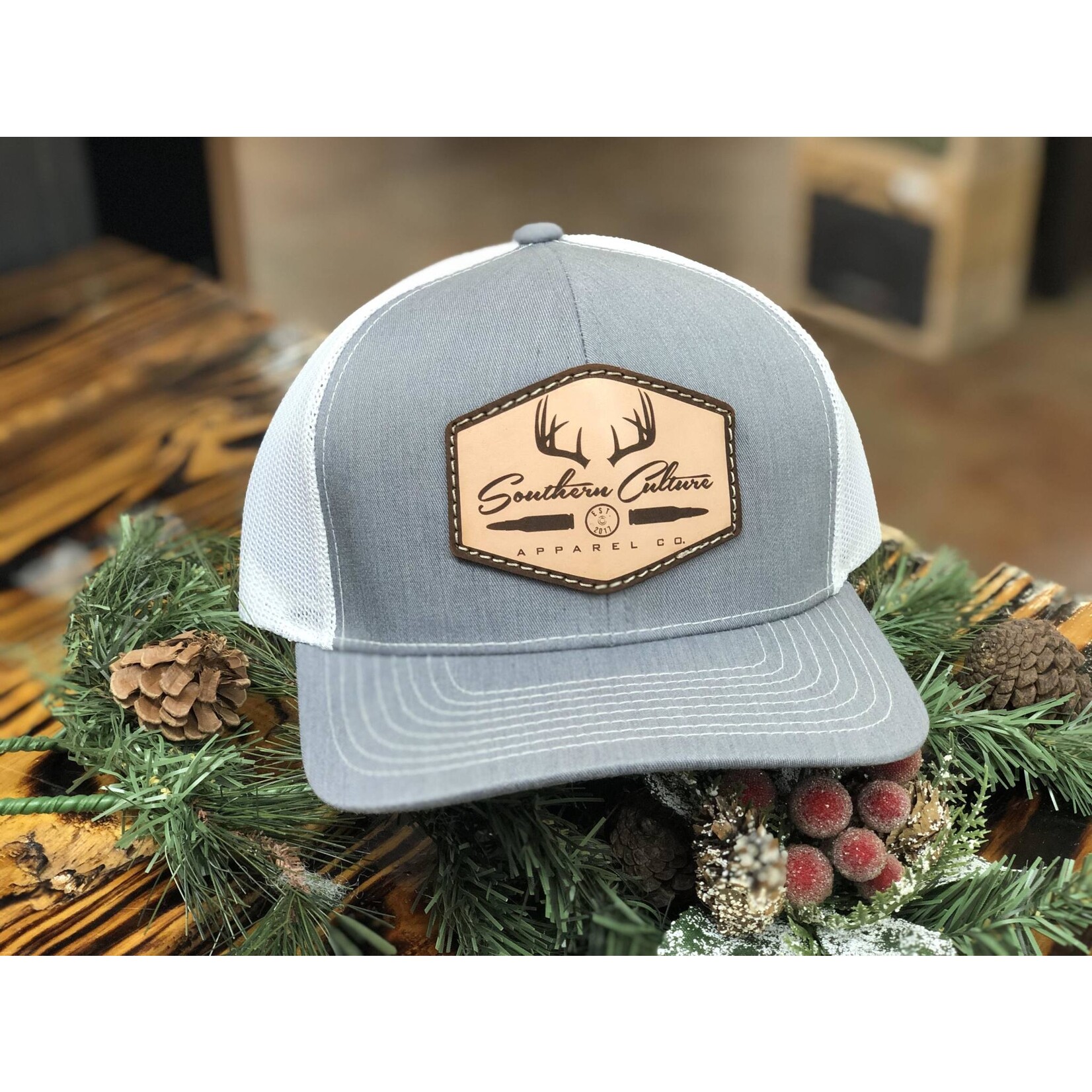 Southern Culture Southern Culture Bullet & Antlers Light Leather Patch Snapback Hat