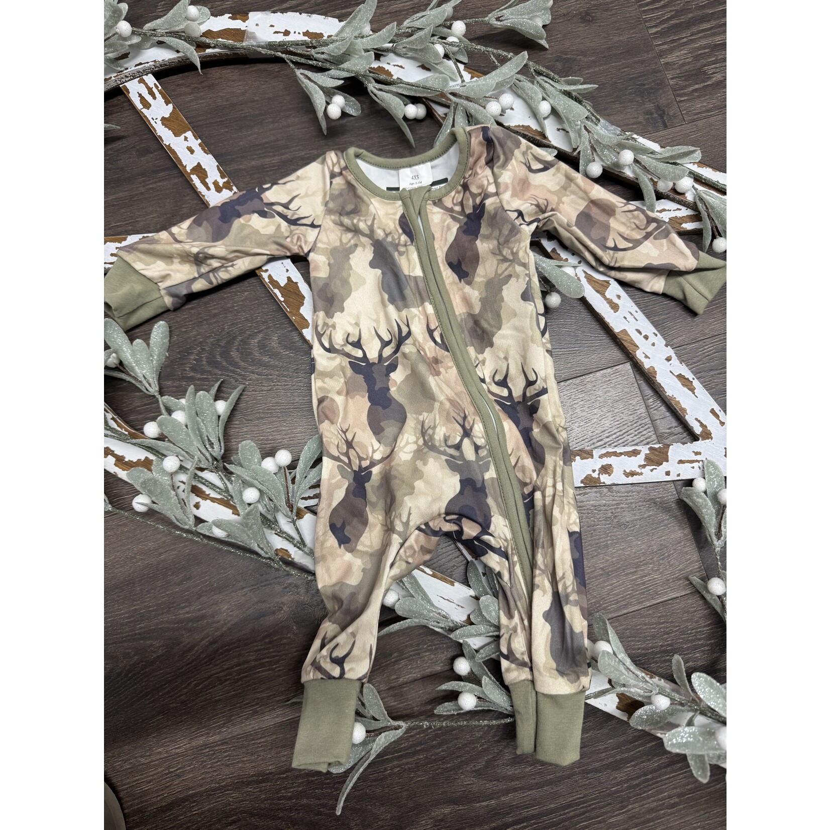 FAIRE Baby Boy Deer Print Zip Romper