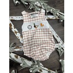 FAIRE Baby Boys Orange Checkered Duck Sleeveless Romper