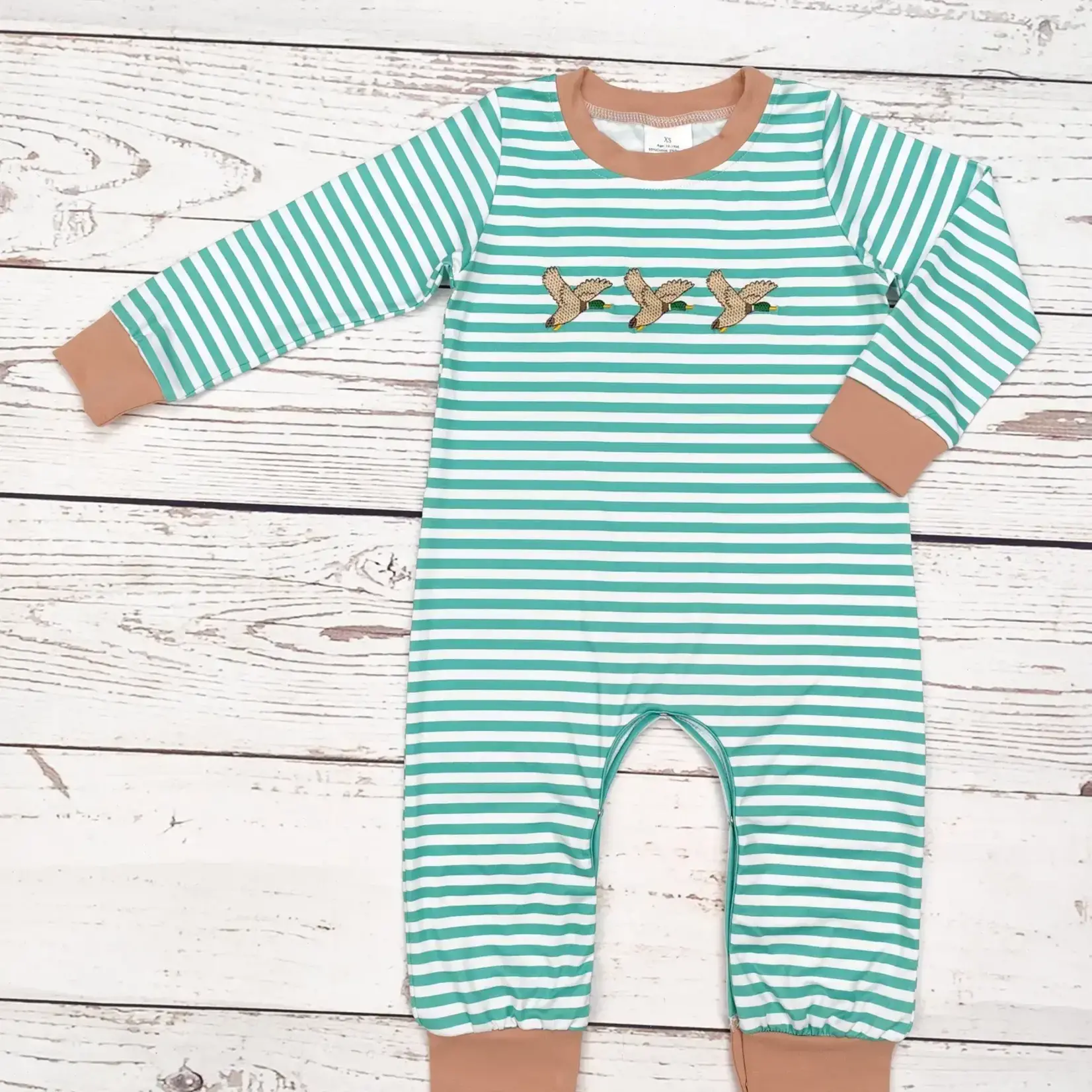 FAIRE Baby Boy Duck Appliqué Stripe Romper
