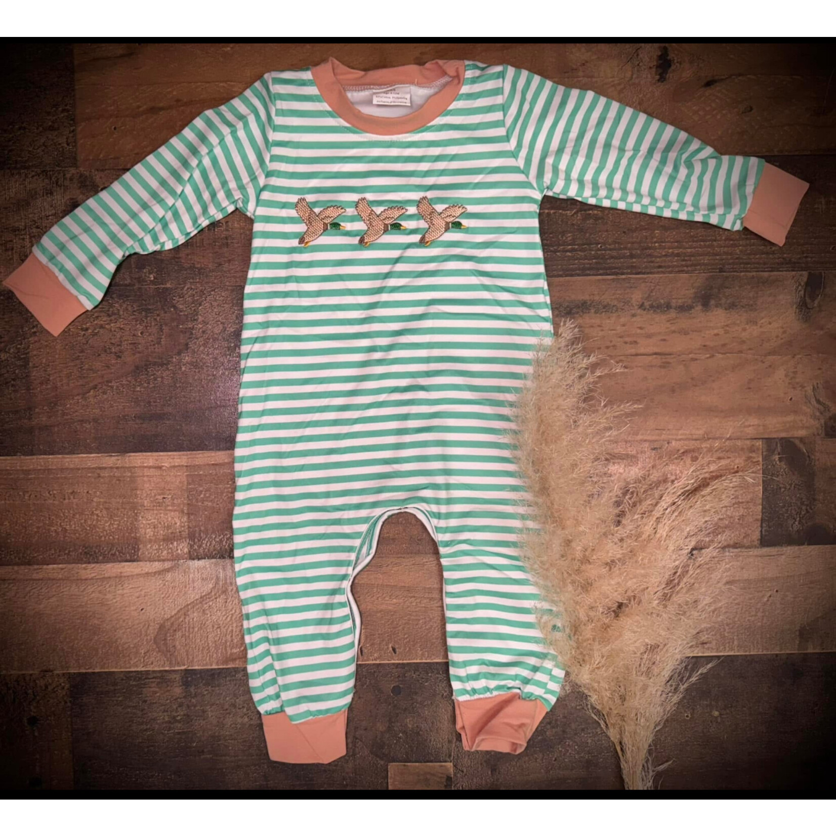 FAIRE Baby Boy Duck Appliqué Stripe Romper