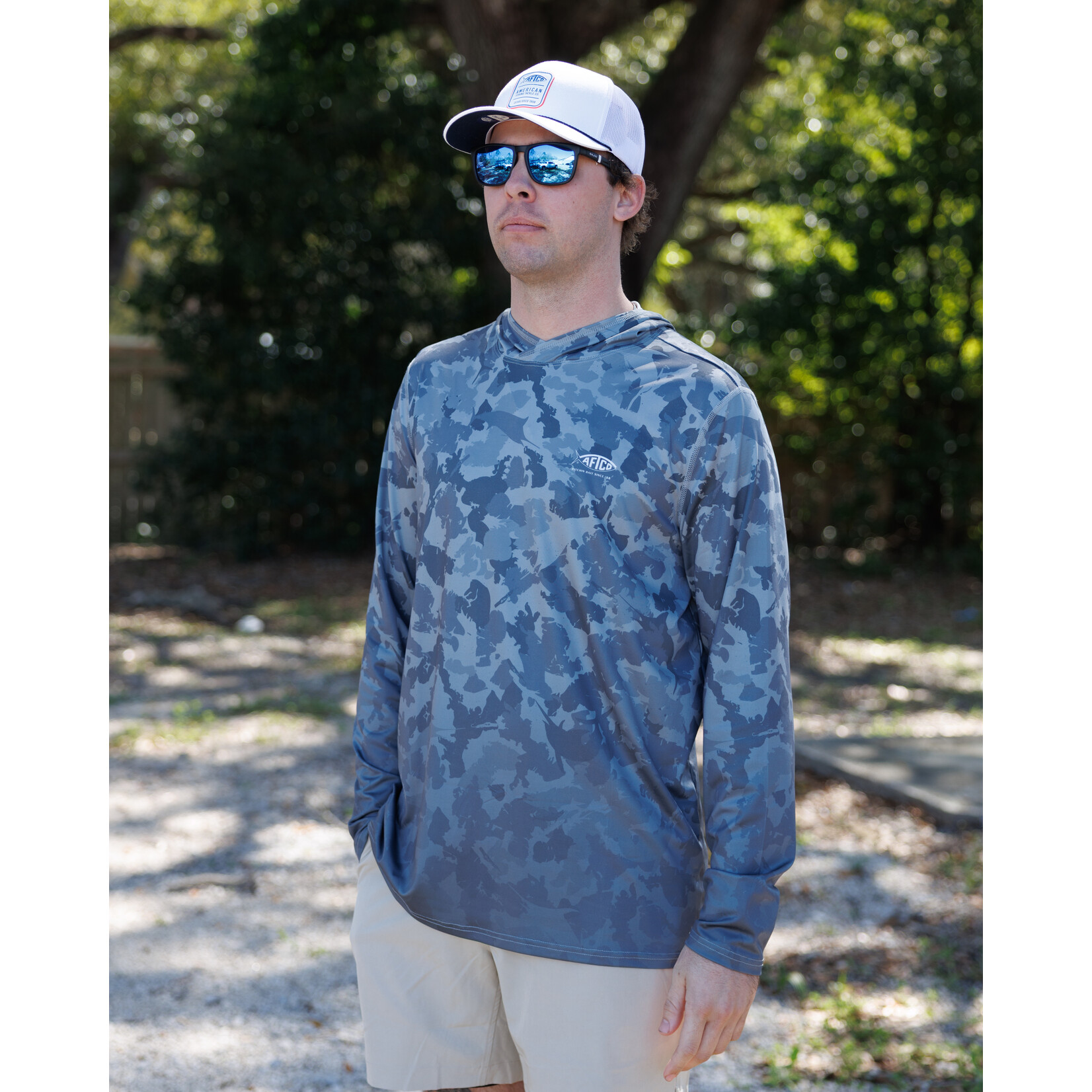 Aftco Aftco Men's Grander Camo UVX Hood Performance L/S Shirt