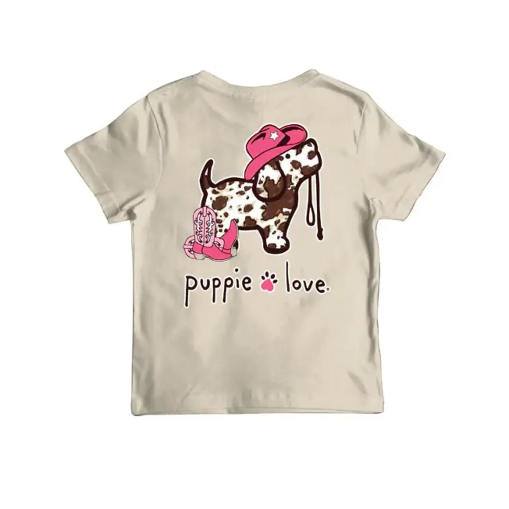 Puppie Love Youth Girls Cow Print Pup S/S TEE Shirt