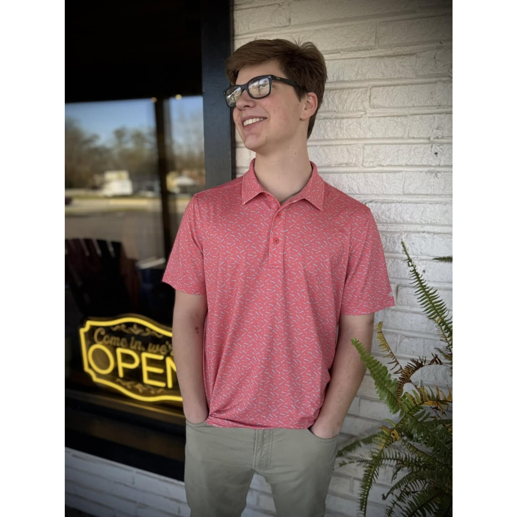 Aftco Aftco Men's Cypress  Printed Polo Shirt