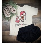 Puppie Love Youth Girls Cow Print Pup S/S TEE Shirt