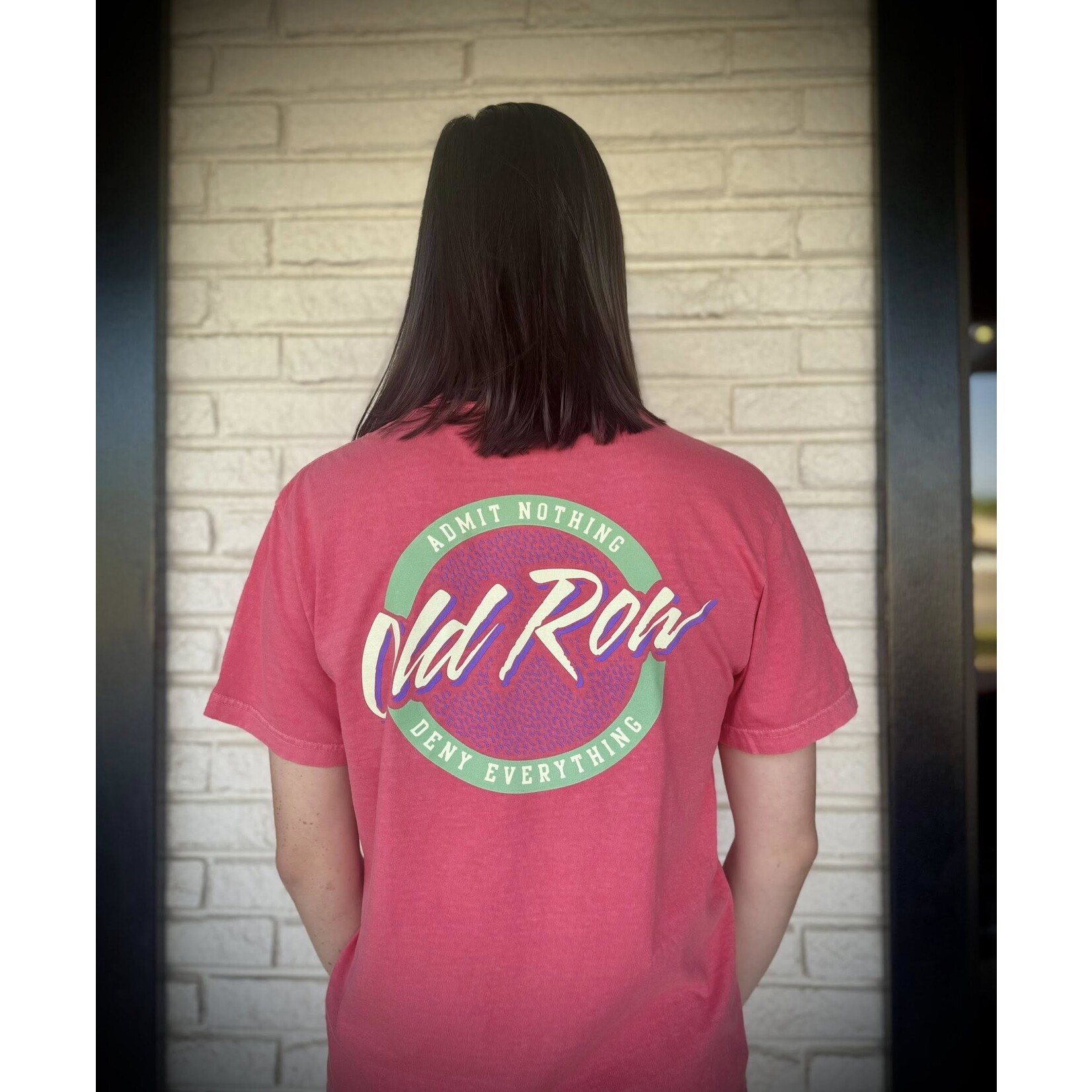 OLD ROW Old Row Outdoors Women's Circle Logo Watermelon W Mint/Raspberry Pocket S/S TEE Shirt