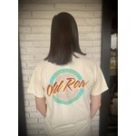 OLD ROW Old Row Outdoors Women's Circle Logo Pocket Ivory w Seafoam/Orange S/S TEE Shirt