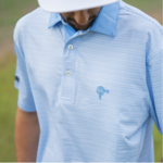 Old South Apparel Old South Apparel Men's Blue Sky Stripe Performance Polo Shirt
