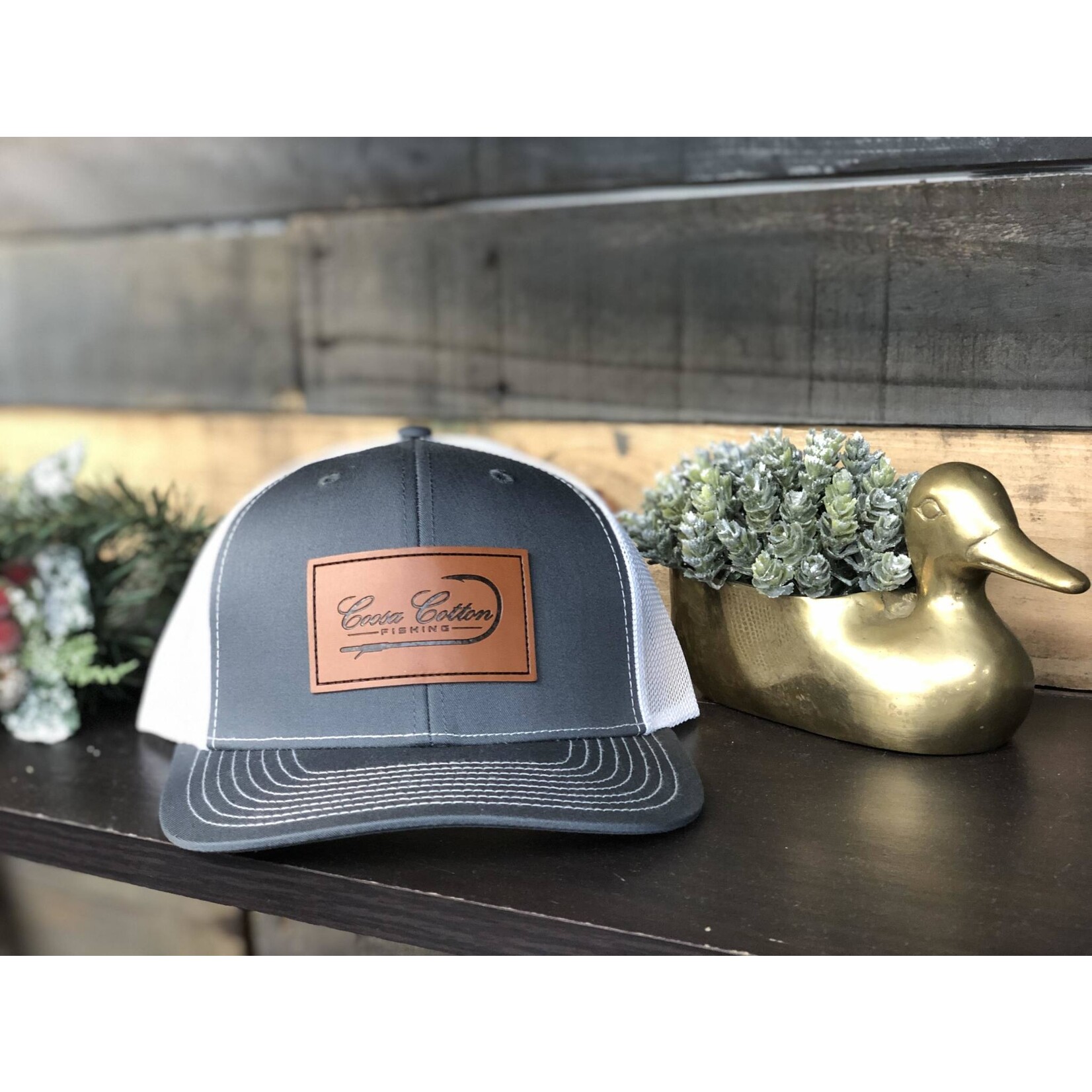 Coosa Cotton Coosa Cotton Logo Leather Patch Trucker Snapback Hat