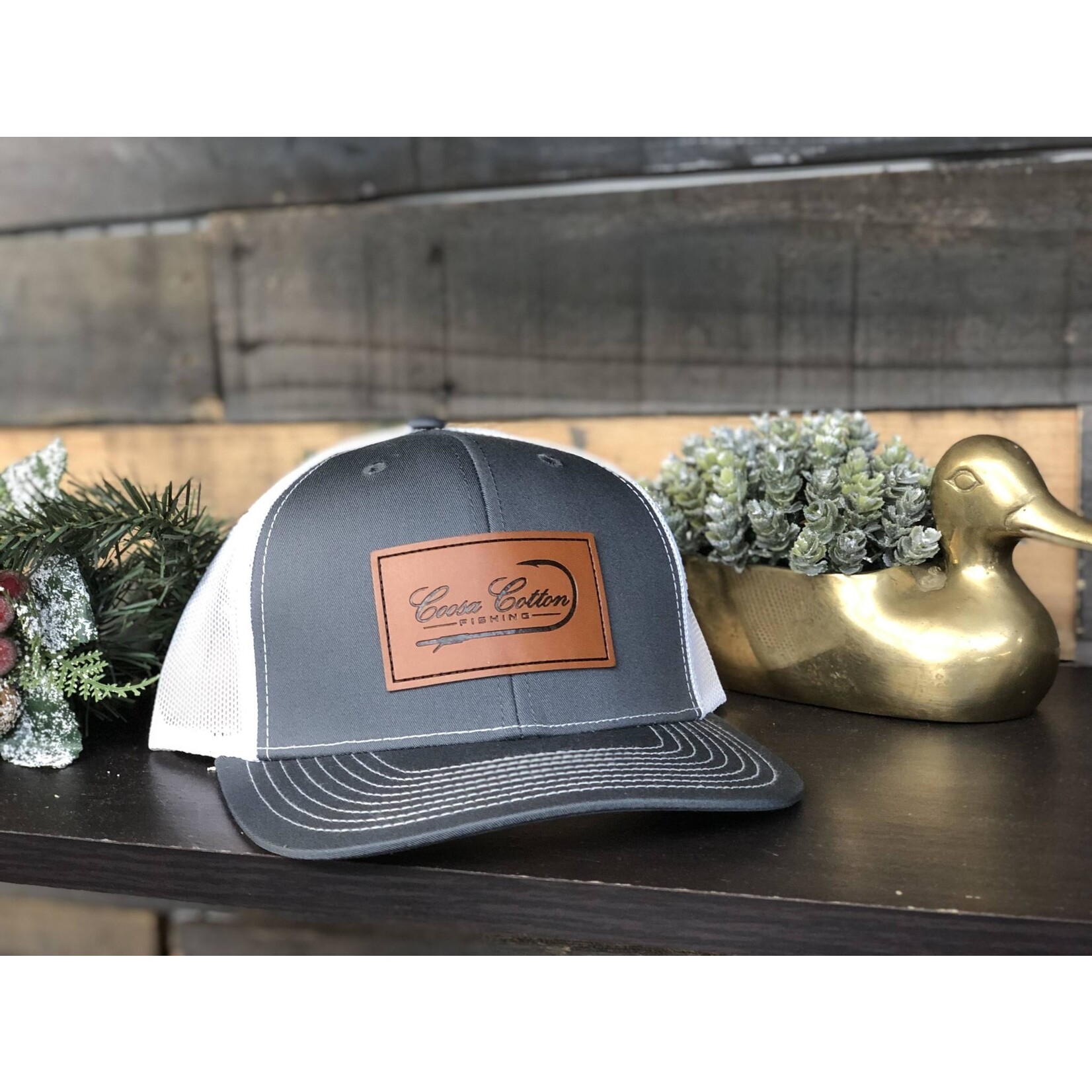 Coosa Cotton Coosa Cotton Logo Leather Patch Trucker Snapback Hat