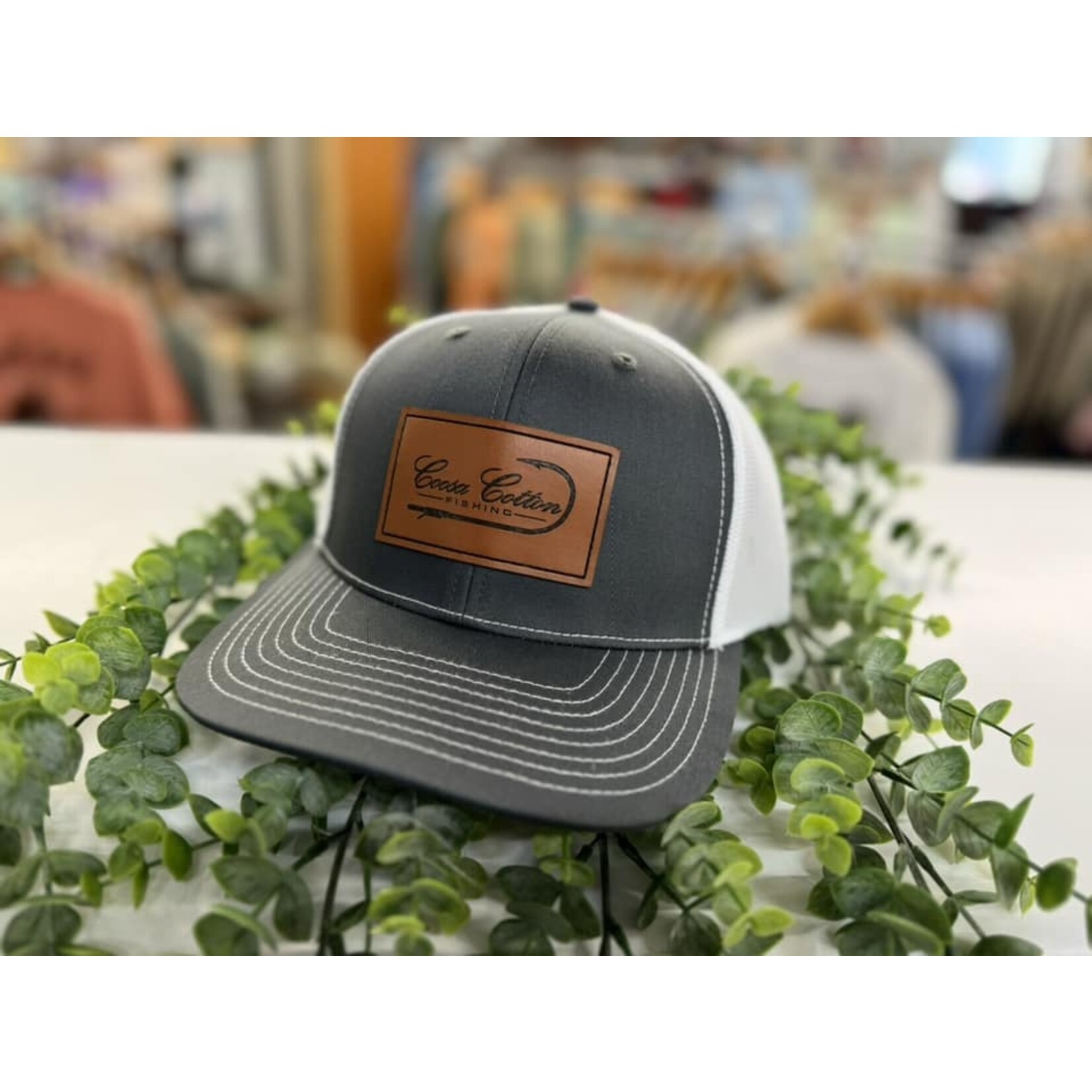 Coosa Cotton Coosa Cotton Logo Leather Patch Trucker Snapback Hat