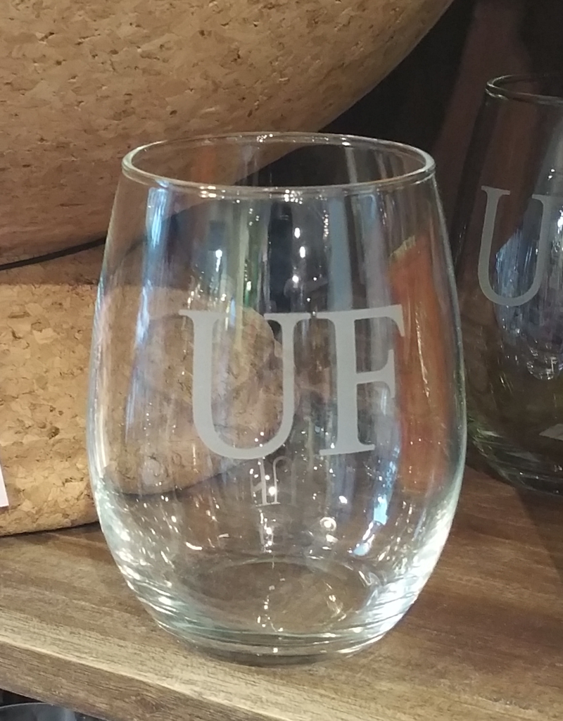 UF Engraved Stemless Wine Glass