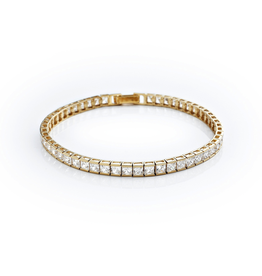 Crislu Classic Medium Princess Tennis Bracelet Finished in 18KT Gold - 7”
