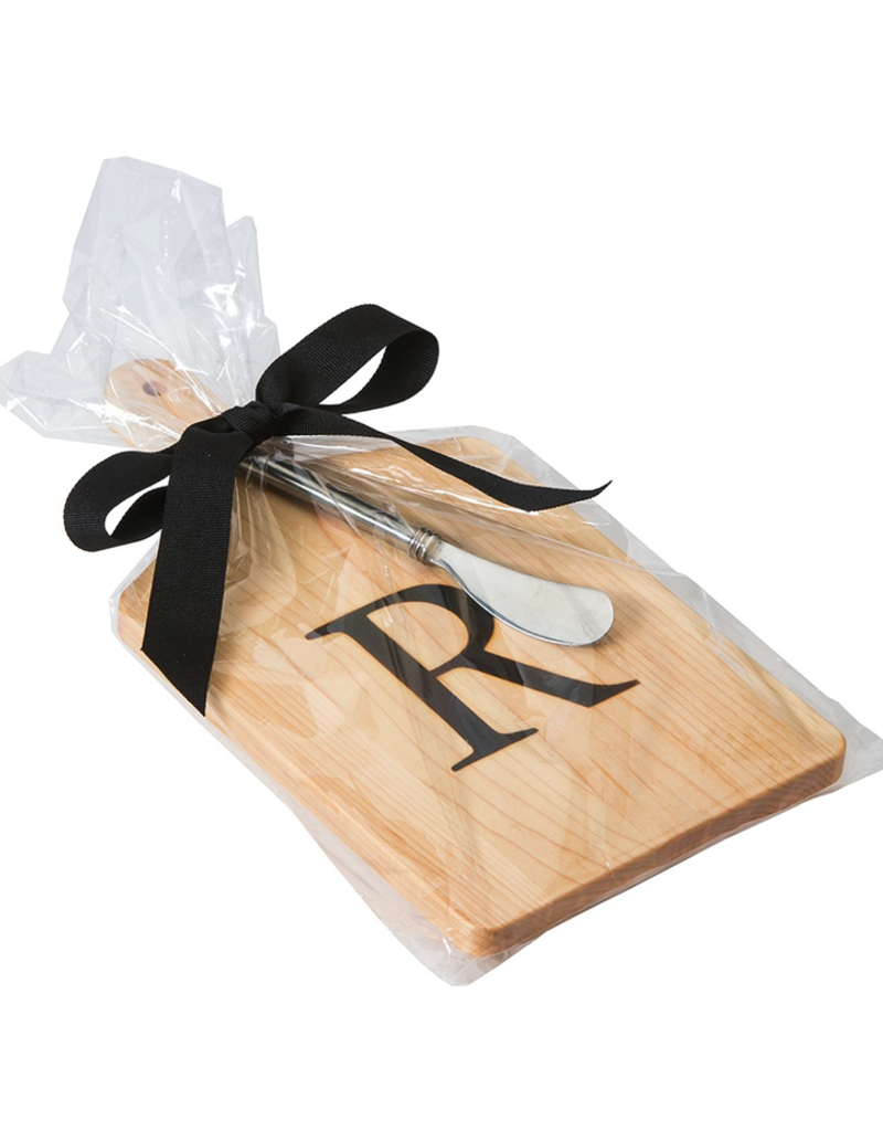 Initial Maple Cheese Board w/ Spreader-H
