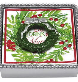 Mariposa Green Wreath Napkin Box