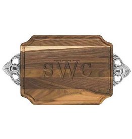 Scalloped Edge Cutting Board -  Walnut 12 x 18" w/ Scalloped Handles - Personalized w/ Initial or monogram