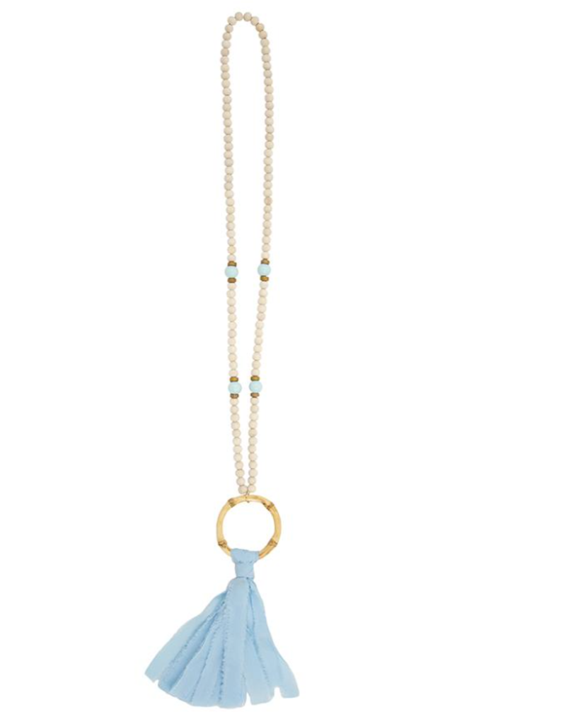 Light Blue Tassel Bamboo Necklace