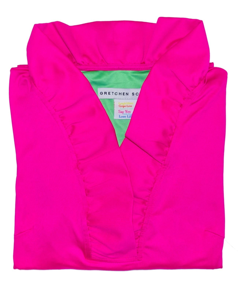 Gretchen Scott Designs Jersey Sleeveless Ruffneck Top Pink - Medium