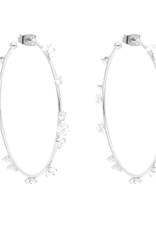 Silver and Crystal Hoop Earrings - Large
