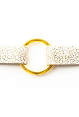 White With Gold Speckled Leather Bracelet