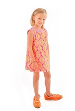 Gretchen Scott Designs Girls Cotton Dress - Indian Summer - Pink & Orange - Size 4-6