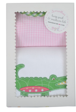 Pink Alligator Bib & Burp Box Set - Plaid