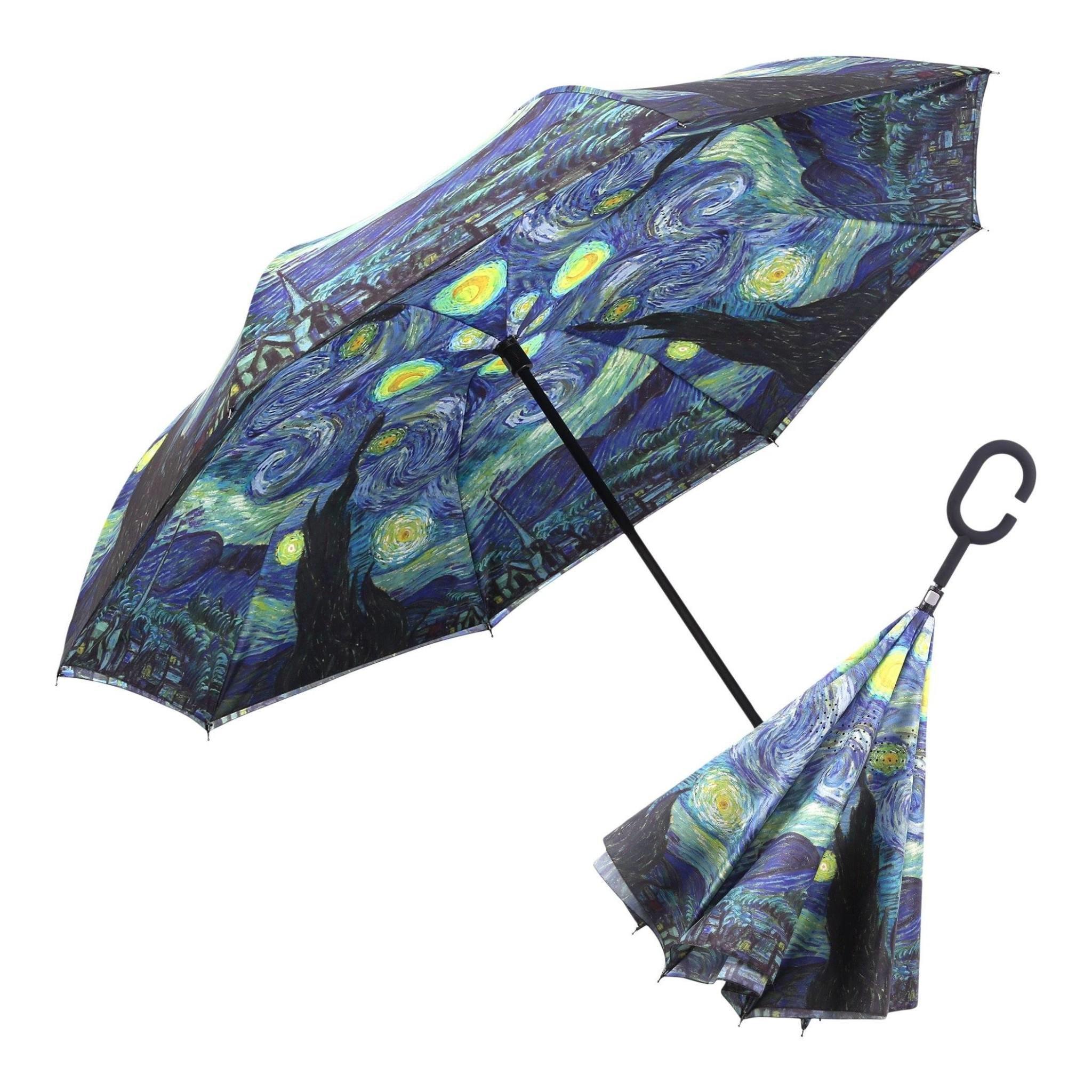 Reverse Open Umbrella Van Gogh Starry Night Agapanthus