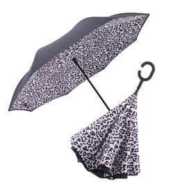 Reverse Open Umbrella -  Black/White Animal Print