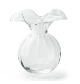 Vietri White Hibiscus Glass Medium Fluted Vase