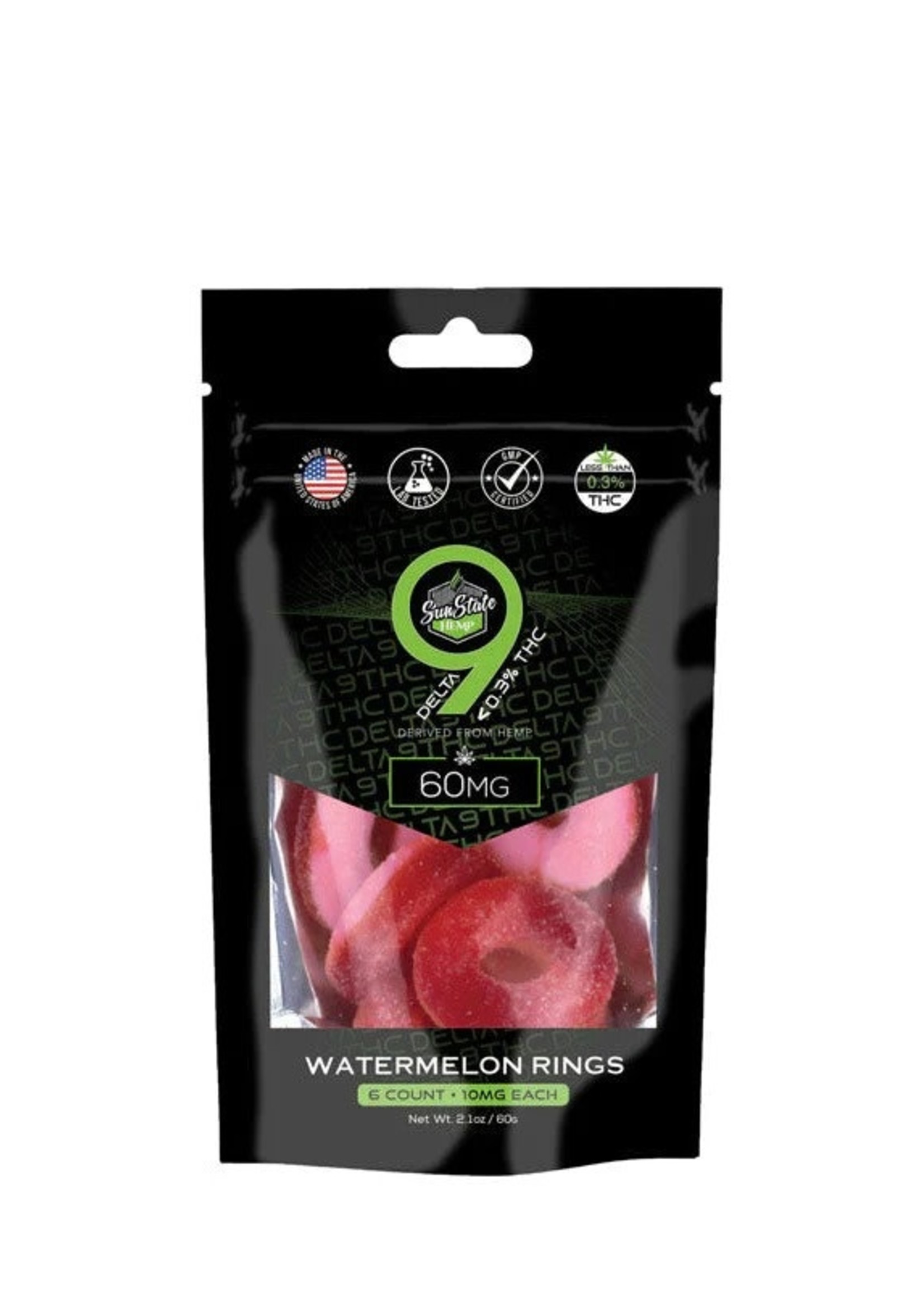 SUNSTATE SUNSTATE DELTA-9 GUMMIES WATERMELON RINGS 60 MG