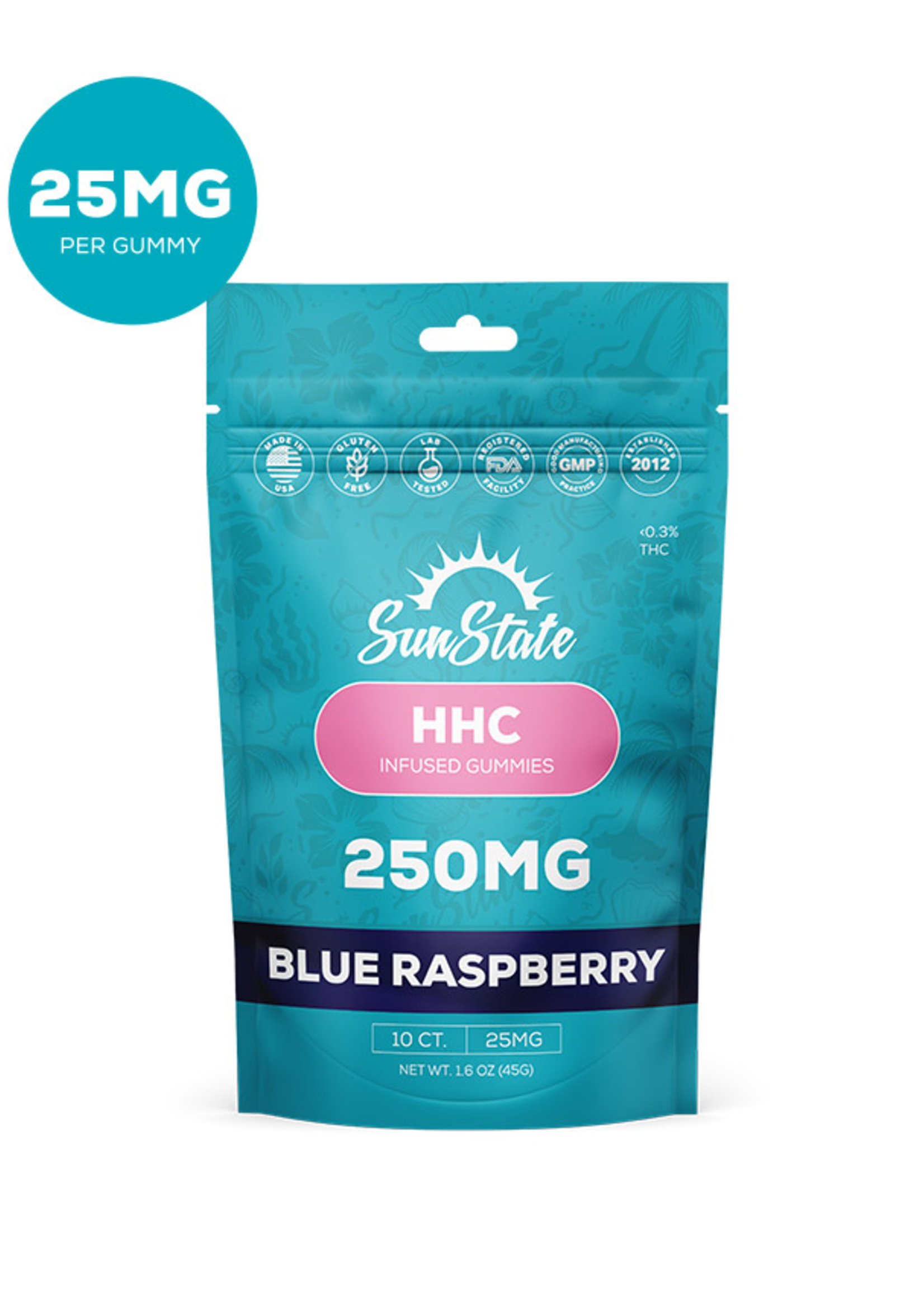 SUNSTATE SUNSTATE HHC INFUSED GUMMIES BLUE RASPBERRY 250MG