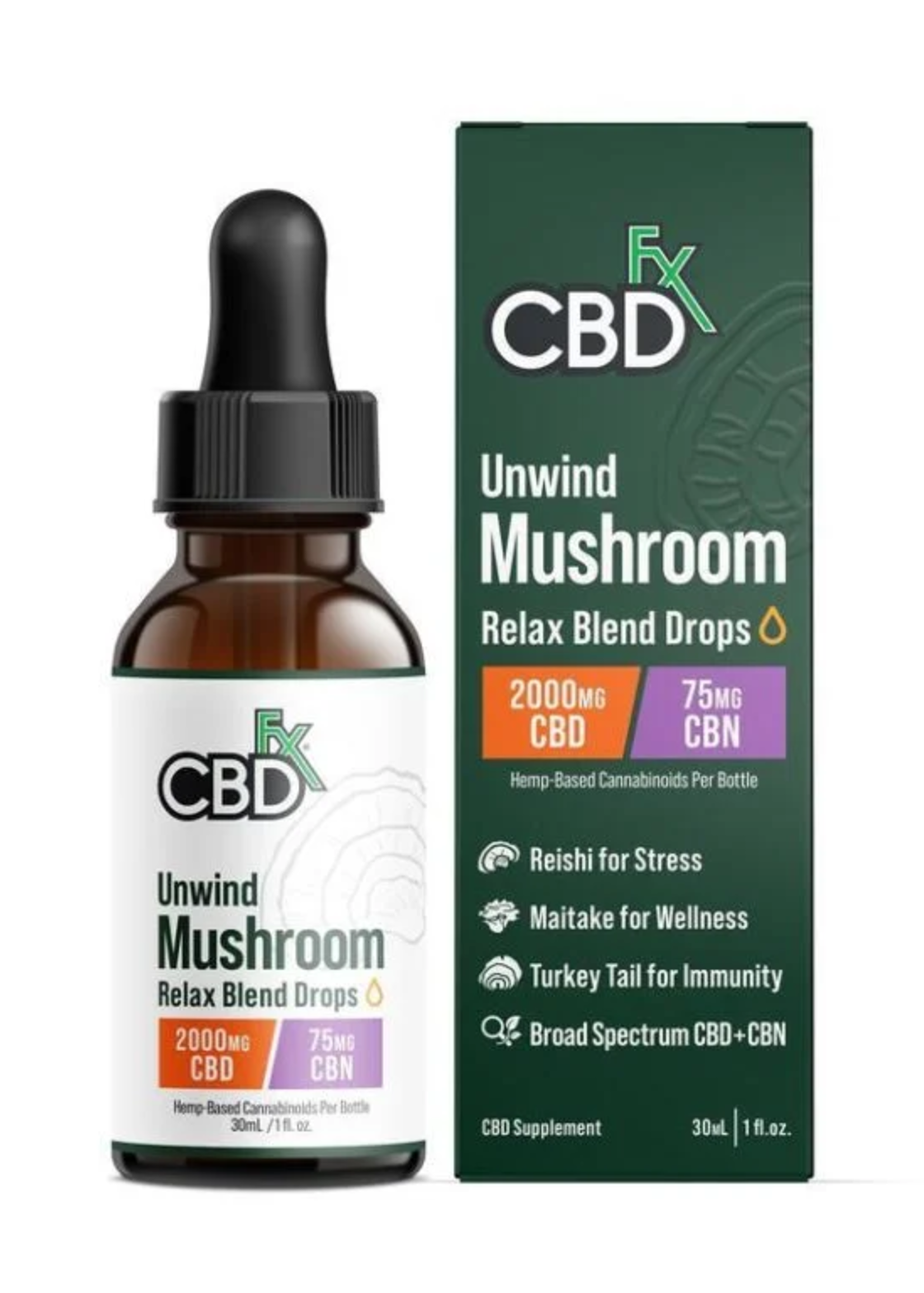 CBD FX CBDFX RELAX BLEND MUSHROOM TINCTURE + CBN + CBD 2000MG