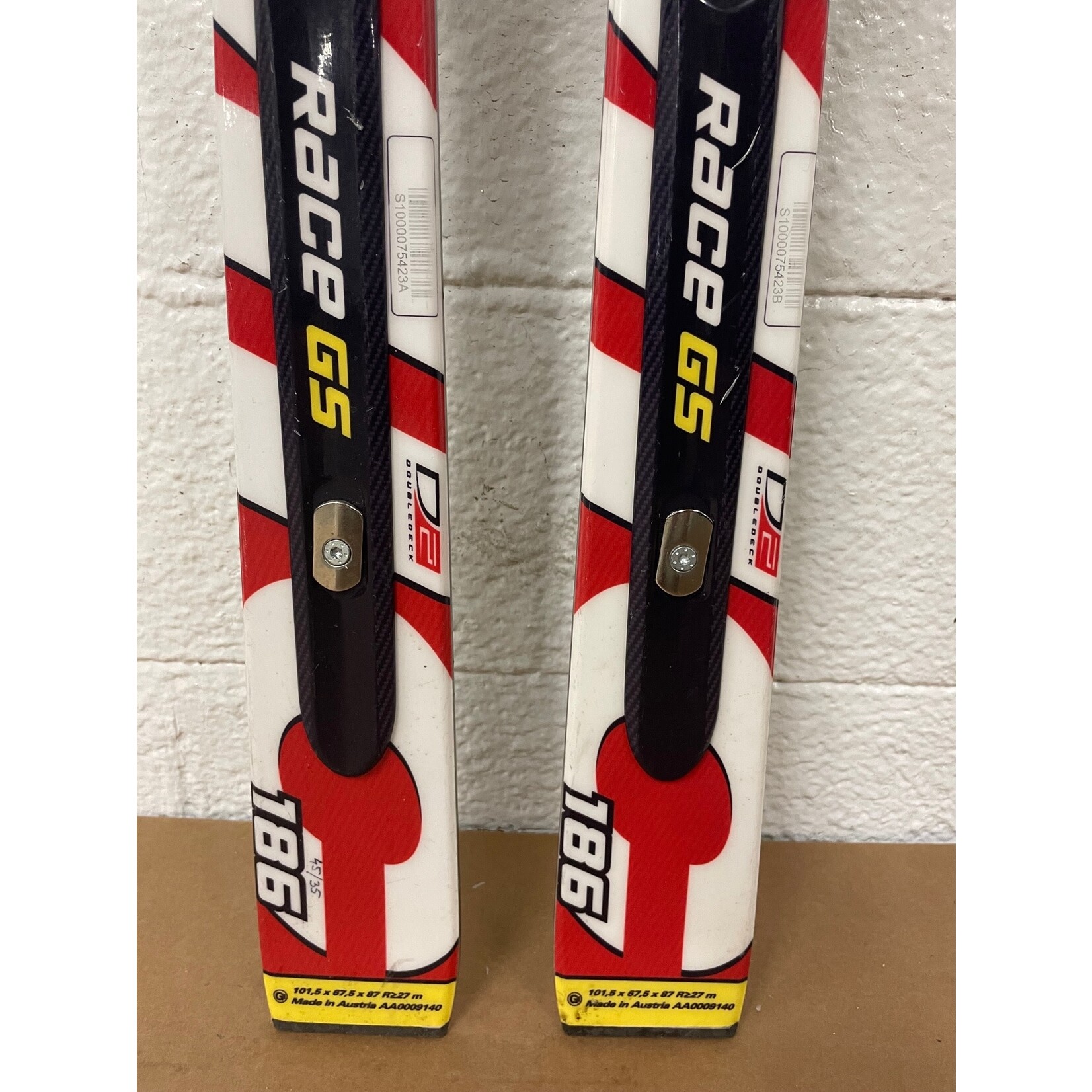 USED ATOMIC SKIS RACE GS DOUBLEDECK D2 TI R27M 186CM AA0009140 + ATOMIC X18 USED