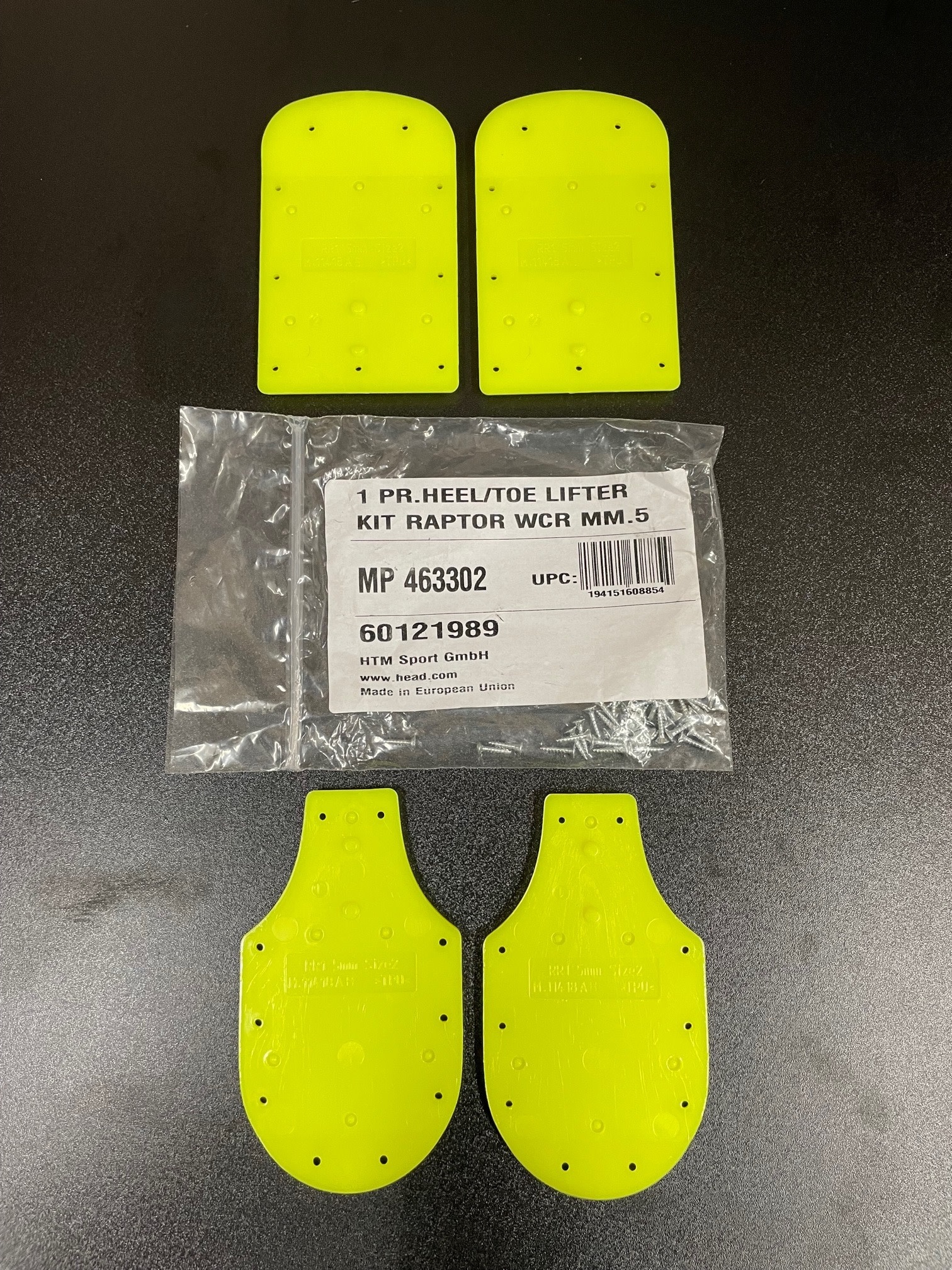 HEAD TOE/HEEL LIFTER KIT RAPTOR WCR 5MM YELLOW(4633) 1 SET