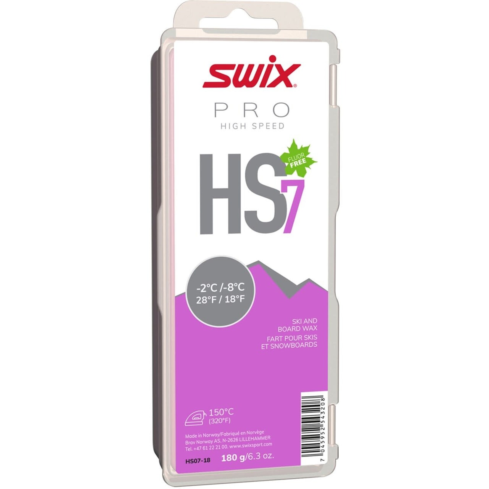 SWIX SWIX WAX PRO HIGH SPEED 7 -8°C>-2°C/18°F>28°F 180G HS7