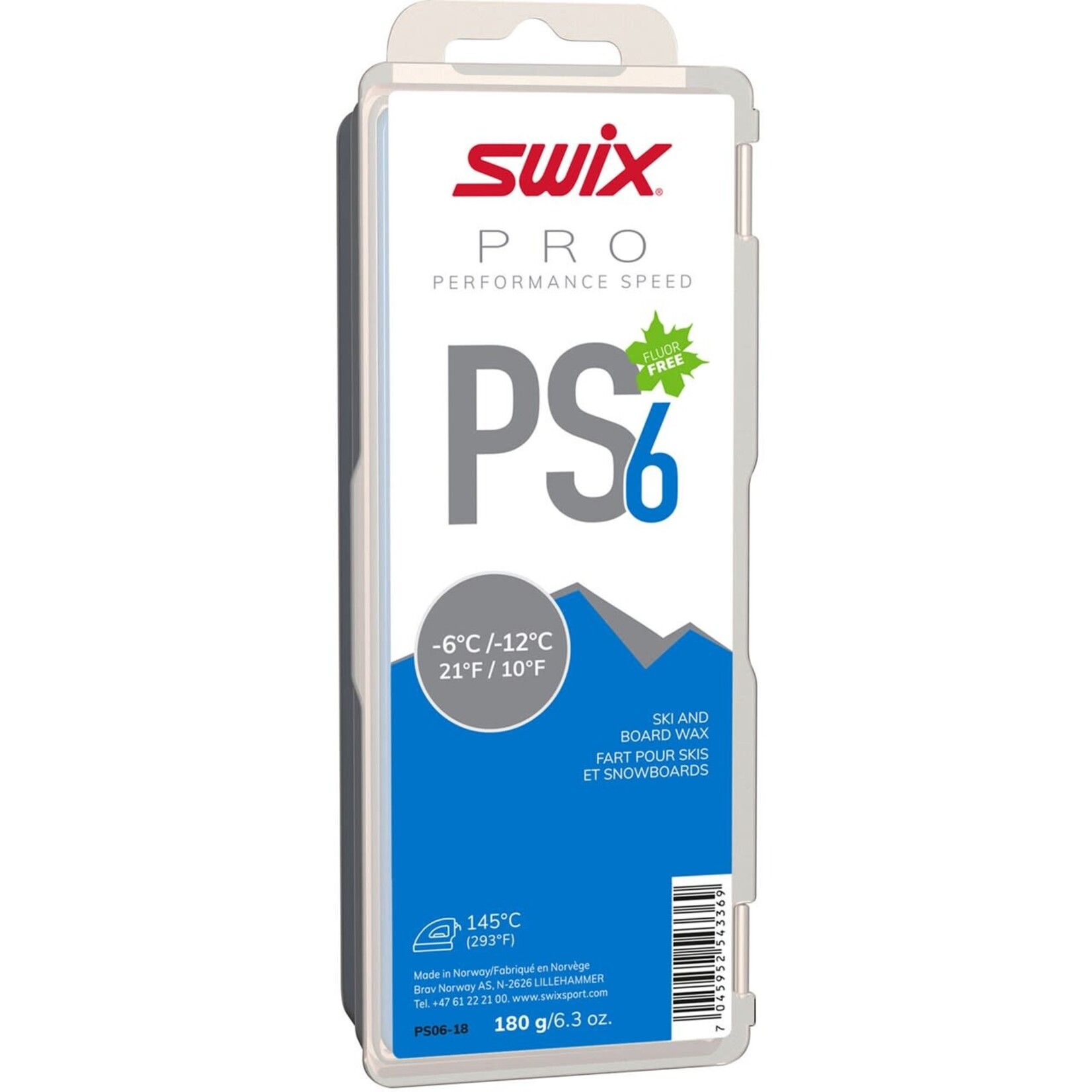 SWIX SWIX WAX PRO PERFORMANCE SPEED 6 -12°C>-6°C/10°F>21°F 180G PS6