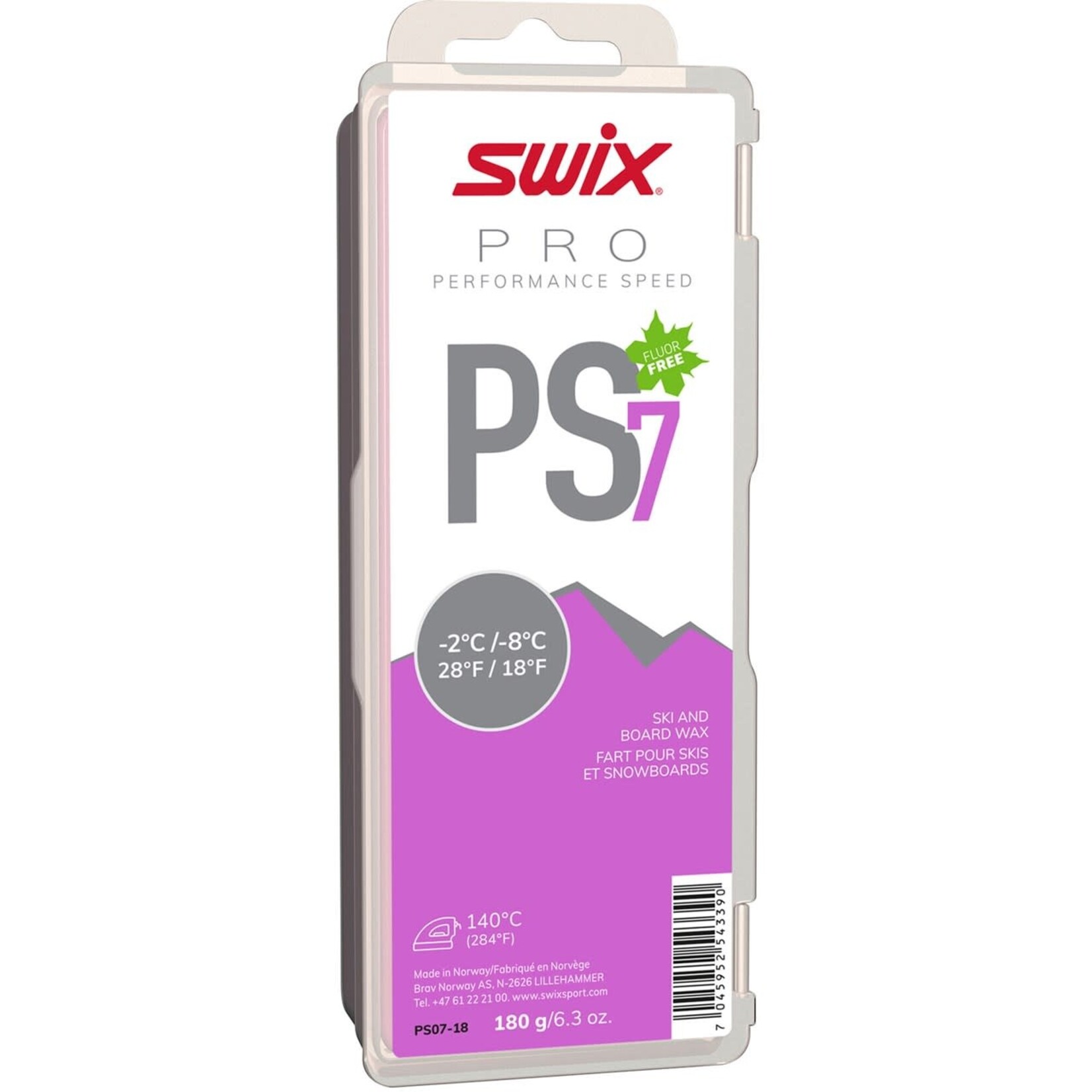 SWIX SWIX WAX PRO PERFORMANCE SPEED 7 -8°C>-2°C/18°F>28°F 180G PS7