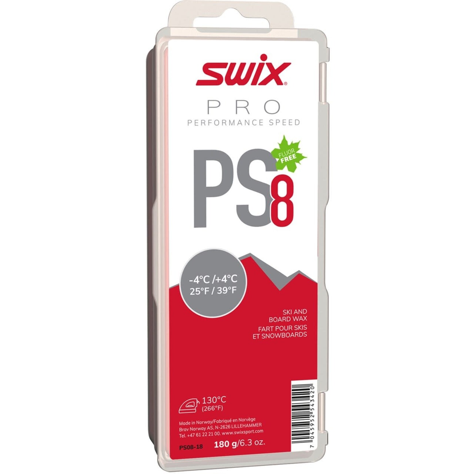 SWIX SWIX WAX PRO PERFORMANCE SPEED 8 -4°C>4°C/25°F>39°F 180G PS8