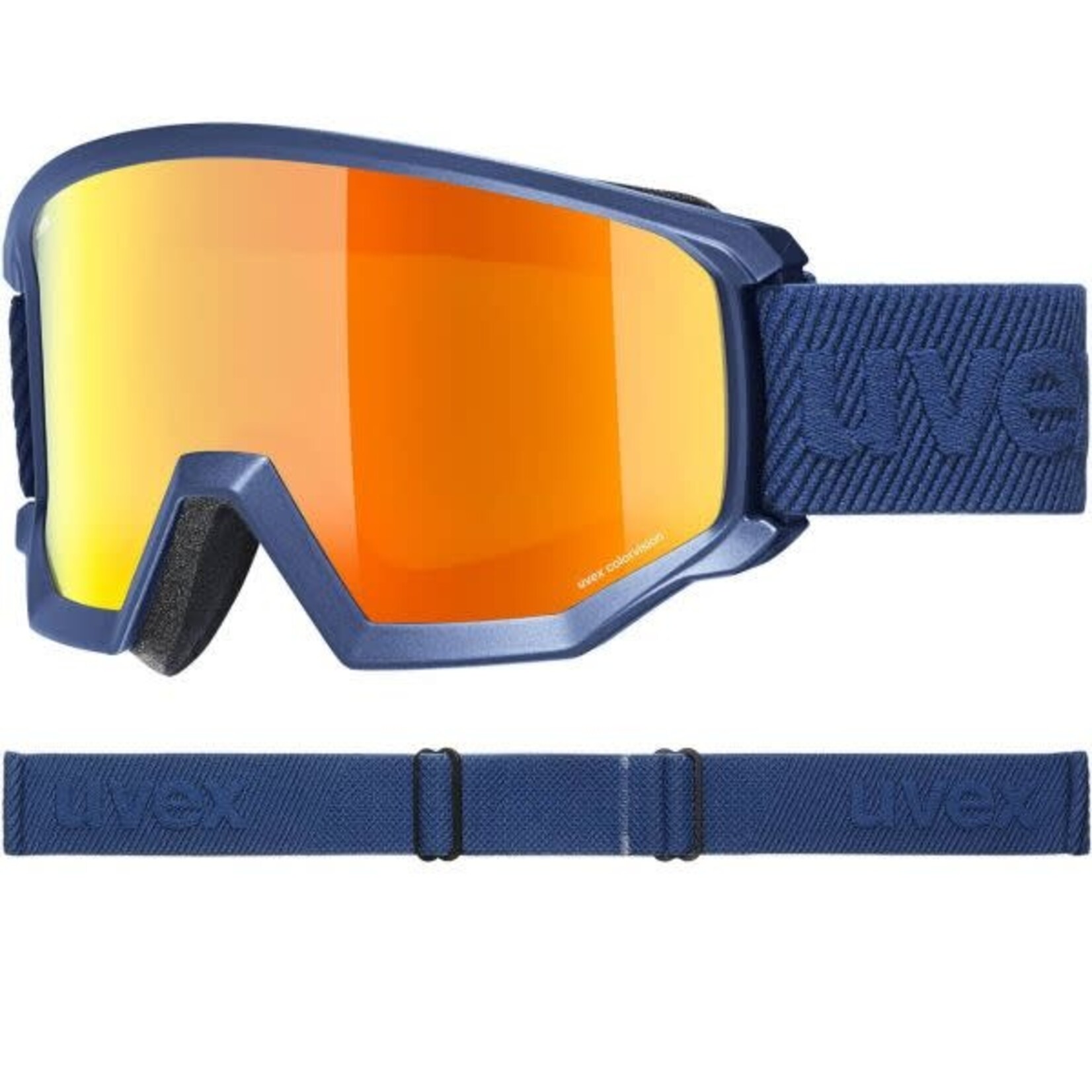UVEX UVEX SKI GOGGLES ATHLETIC CV NAVY MATT SL W/ MIRROR ORANGE-GREEN S2