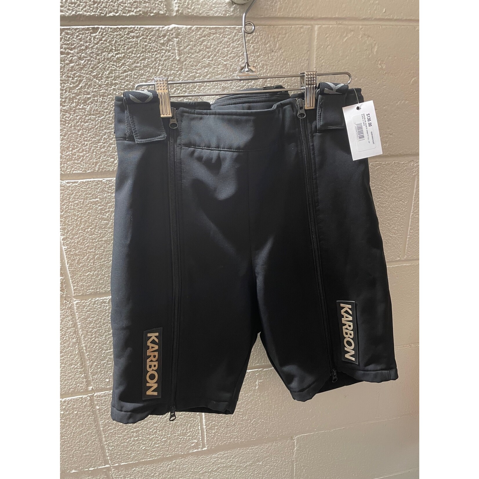 KARBON SKI SHORTS GRAVITY FULL ZIP BLACK LG USED
