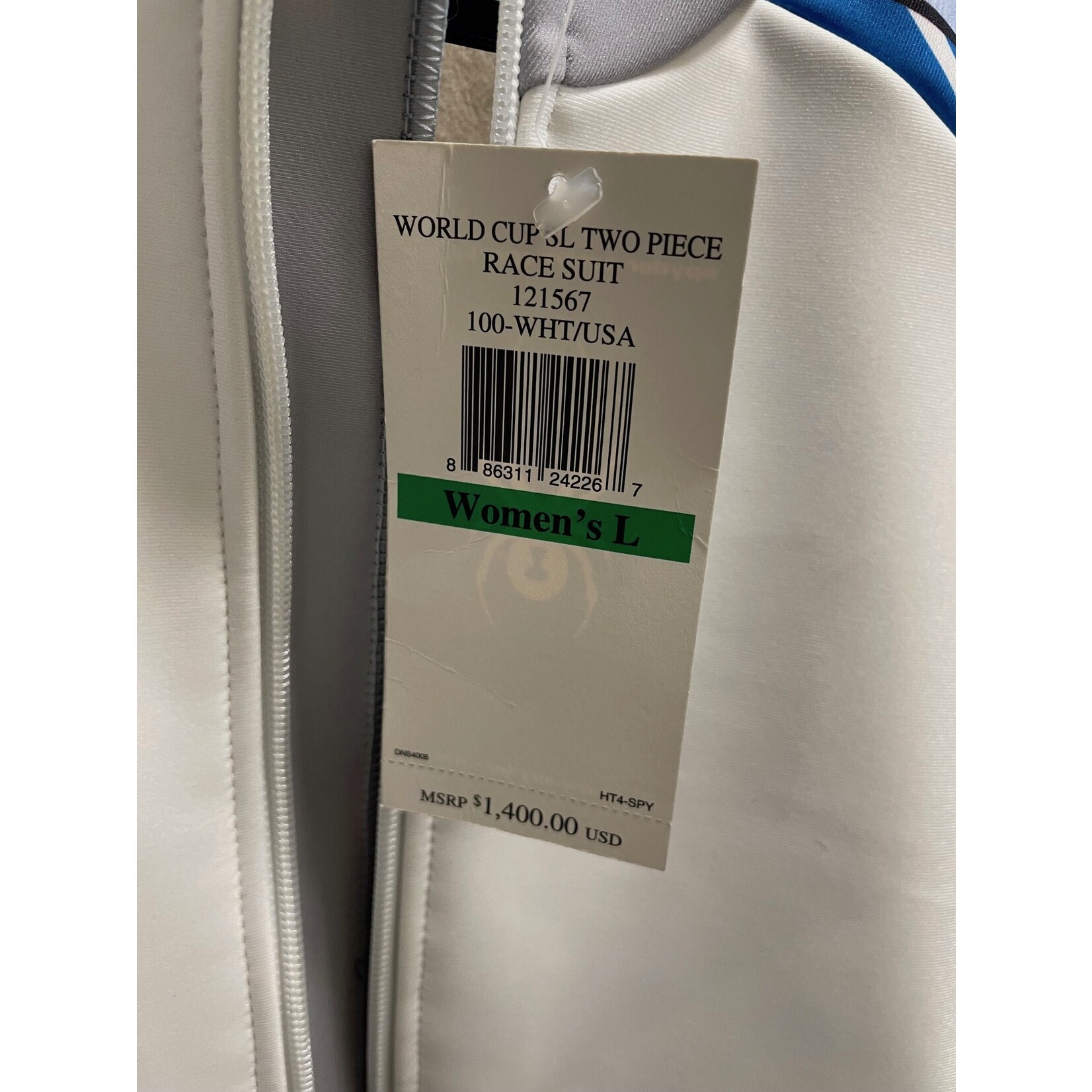 SPYDER RACE SUIT WC SL TWO-PIECE WOMEN'S WHITE/USA LG NEW