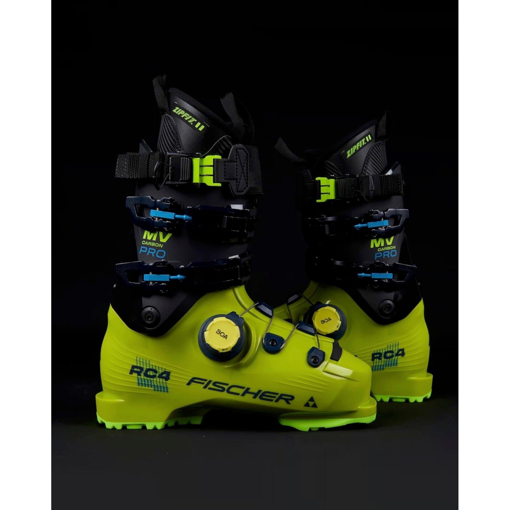 FISCHER FISCHER 2027 SKI BOOTS RC4 CARBON PRO MV BOA ZIPFIT GW YELLOW/CARBON