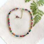 Multicolored Strand Necklace with Gold Accents