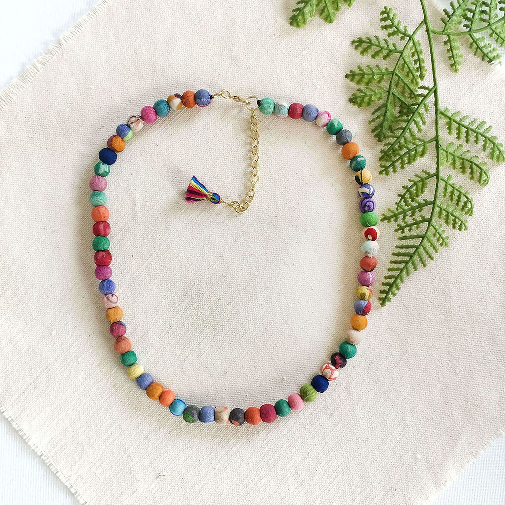 Multicolored Strand Necklace with Gold Accents